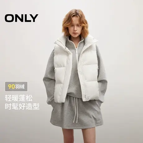 ONLY2025冬季新款简约短款可调下摆显瘦立领马甲白鸭绒羽绒服女商品大图