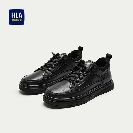 HLA/海澜之家抽绳系带休闲鞋25新云感鞋垫时尚加绒保暖运动板鞋男商品大图