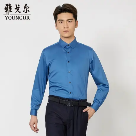 雅戈尔奥莱 商场同款男士长袖衬衫秋冬新款官方棉弹免烫素色衬衣商品大图