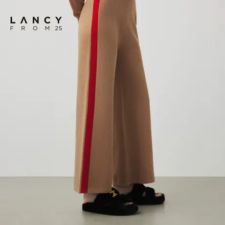 [朗姿奥莱]LANCY/朗姿2022冬季新款羊毛阔腿裤子女高腰休闲宽松通商品大图