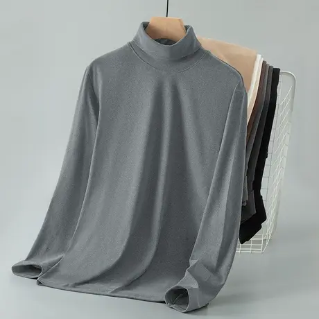 300g重磅高领长袖t恤男双面绒德绒内搭打底衫秋冬季保暖秋衣小衫图片