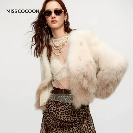 MISSCOCOON可可尼渐变色外套女2025秋冬新款高级感短款狐狸毛皮草商品大图
