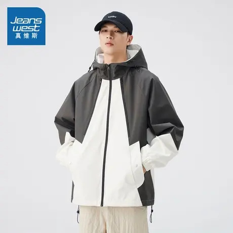 LE真维斯男装2024秋季新款时尚潮流简约风拼色休闲男女同款外套商品大图