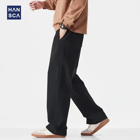 hansca重磅320g美式直筒垂感卫裤男宽松运动秋季潮牌松紧腰休闲裤商品大图