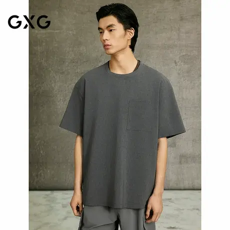 GXG男装 商场同款T恤休闲口袋圆领短袖针织 25年夏G25X442022商品大图