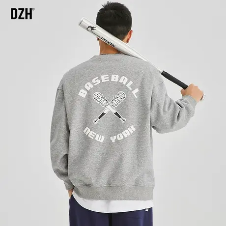 男士运动灰色卫衣潮牌男美式重磅休闲外套秋装2023新款男装情侣装商品大图