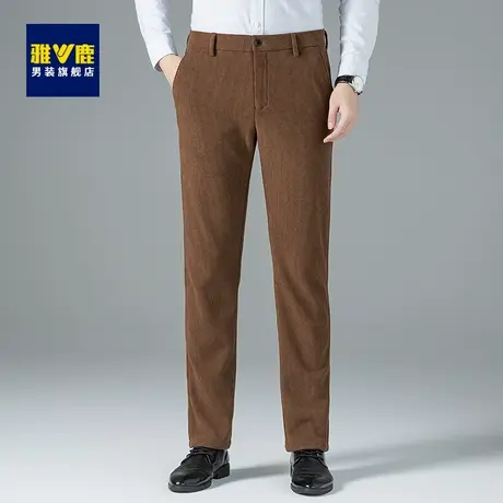 雅鹿男士休闲裤商务秋冬季厚款百搭简约长裤子黑色潮流韩版西裤男图片