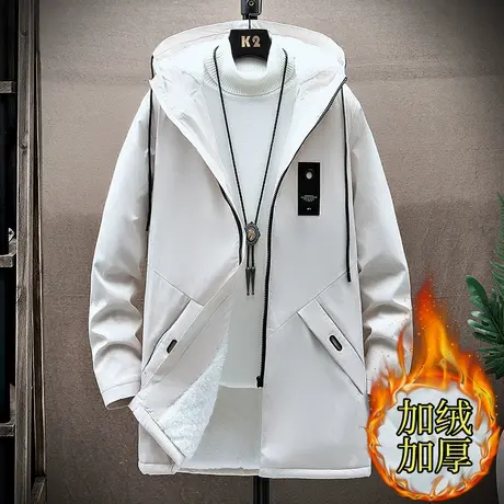 秋装男士风衣中长款韩版潮流秋冬季夹克外套加绒加厚休闲男装衣服图片