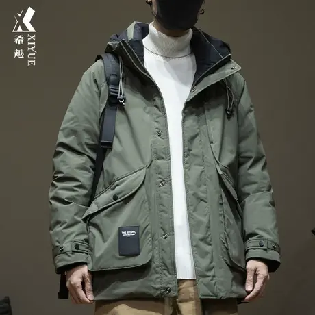 希越户外工装羽绒服男冬季新国标宽松大码男士防风保暖冲锋衣外套商品大图