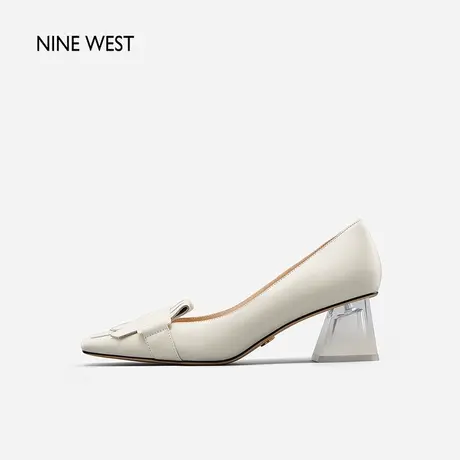 Nine West/玖熙法式单鞋女气质春季新款方头真皮渐变粗跟高跟鞋图片