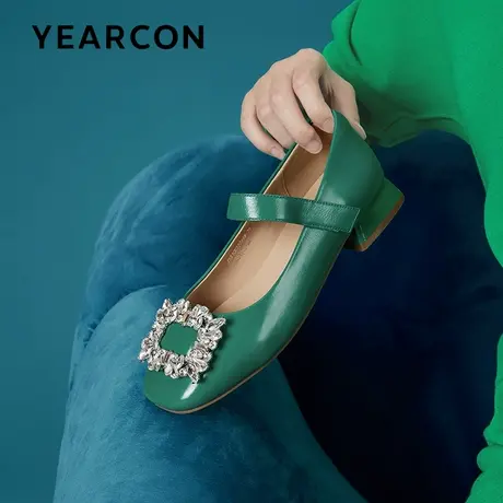 意尔康玛丽珍女鞋真皮粗跟2024年春季新品复古百搭浅口单鞋配裙子商品大图