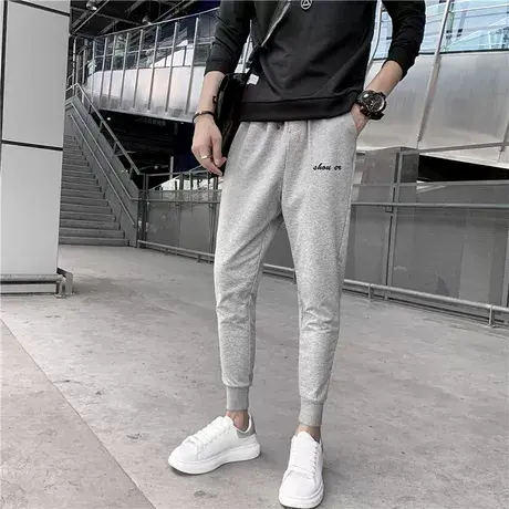 男士休闲裤裤子修身卫裤潮流网红潮牌快手ins时尚休闲修身九分裤商品大图