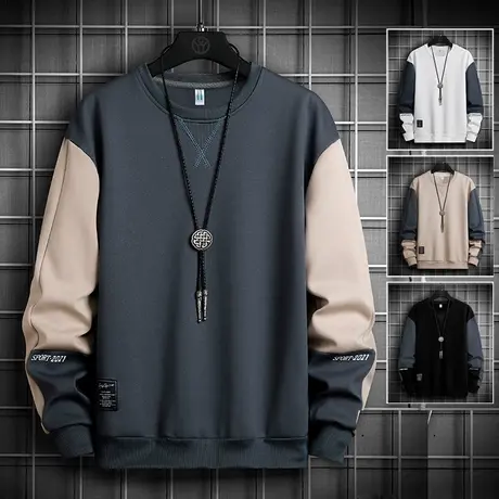 长袖t恤男士春秋季新款潮流宽松ins穿搭秋衣打底衫卫衣男装上衣服商品大图