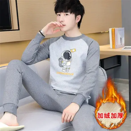 青少年加绒加厚秋衣秋裤冬季保暖内衣套装男士初中学生潮流可外穿商品大图