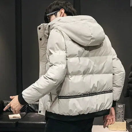 羽绒棉服男韩版潮流帅气棉衣连帽加厚加绒棉袄外套大衣男宽松保暖图片