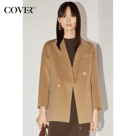 COVER秋季枪驳领绵羊毛西装大衣外套商品大图