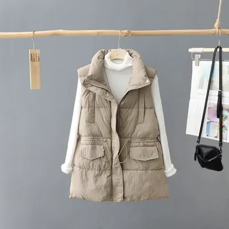 2024秋冬季新款外套中长款羽绒棉棉马甲女宽松大码坎肩棉服马夹女图片