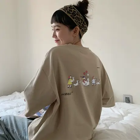 网红ins超火短袖t恤女2020夏装宽松韩版怪味少女原宿bf风上衣服潮图片