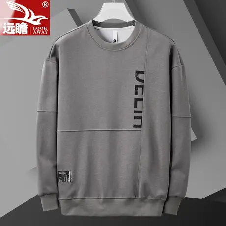 潮牌秋季卫衣男爆款2023新款长袖T恤男士春秋款休闲圆领上衣男款商品大图