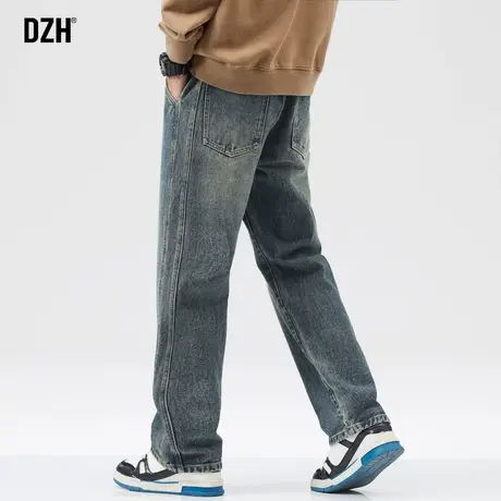 男士蓝色牛仔裤男直筒秋冬新款宽松美式长裤百搭休闲裤子2023新款商品大图