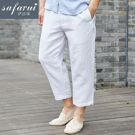 亚麻休闲裤男中国风宽松运动裤小脚棉麻裤九分哈伦裤夏季薄款裤子图片