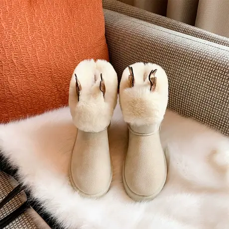 雪地靴女2024年新款可爱洋气百搭网红冬加绒加厚保暖懒人棉鞋防滑商品大图