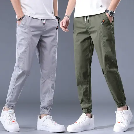 秋季春秋款潮牌纯棉工装裤男士束脚宽松休闲裤子男裤青少年9分裤商品大图