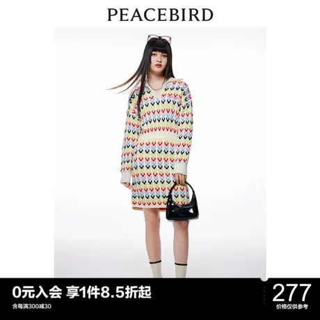 太平鸟收腰针织连衣裙女秋冬新款套裙时尚针织裙毛衫裙气质图片