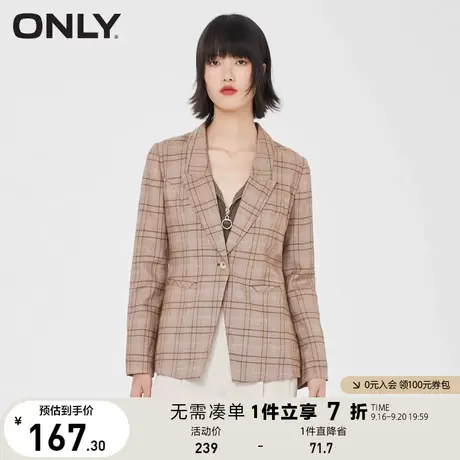 ONLY奥莱夏季休闲复古格子设计感百搭西服外套女商品大图