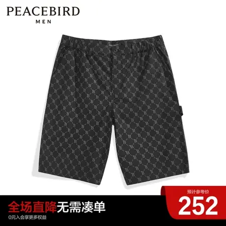 太平鸟男装奥莱 老花满印短裤男夏季新款沙滩裤中短裤潮流五分裤图片