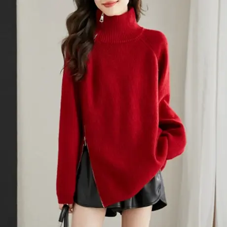 2023新款女装大码胖mm气质减龄针织打底衫上衣时尚宽松大码毛衣女图片