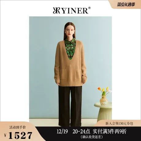 【100绵羊毛】YINER音儿女装秋季中长款针织衫上衣商品大图