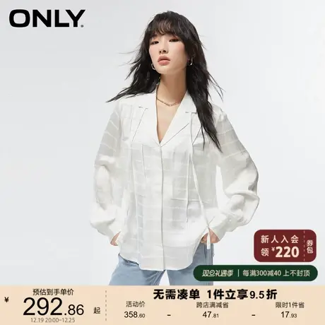 ONLY奥莱夏季复古港风设计感翻领宽松长袖衬衫女图片