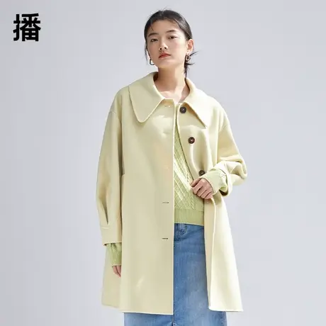 【天天&播】播圆角大气翻领毛呢外套DDQ4AD5414图片