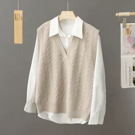 马甲针织背心女韩版V领叠穿针织衫小个子早春季2024新款坎肩上衣图片