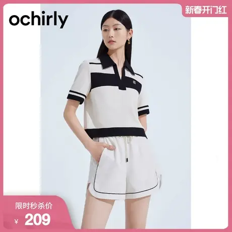 黑标系列 欧时力 Polo短袖针织衫女2023新款夏装t恤宽松美式复古商品大图