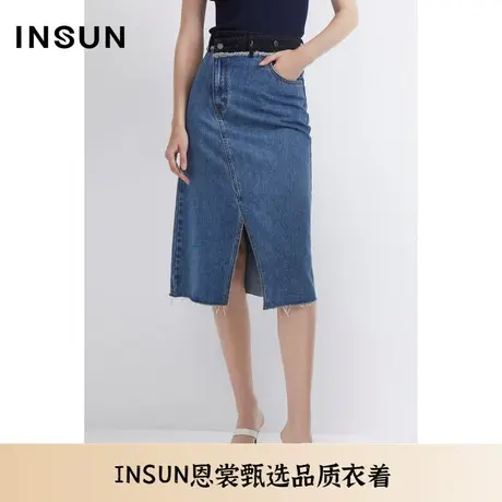 INSUN恩裳夏季纯棉牛仔A字半身裙图片