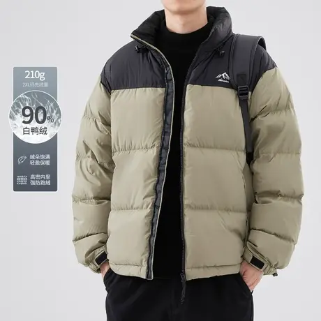 hansca2023冬季新款高充绒量白鸭绒男士羽绒服保暖拼接面包服外套图片
