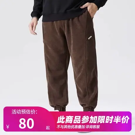 GxxH大码男装2023秋季新款束脚运动裤男士灯芯绒潮流宽松美式长裤商品大图