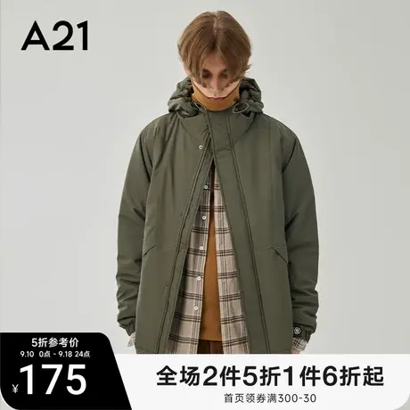 A21男装连帽夹棉厚外套男冬装秋冬棉袄青年男士棉衣潮牌棉服商品大图