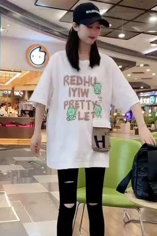 中长款拼接口袋t恤短袖女2023夏季新款韩版宽松减龄气质爆款上衣图片