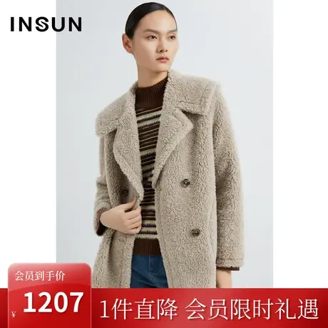 恩裳2022冬季经典双排扣中长款轻奢绵羊毛毛呢外套女图片