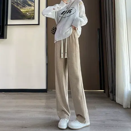 阔腿裤女高腰弹力垂感显瘦春秋款小个子直筒裤百搭休闲窄版拖地裤图片