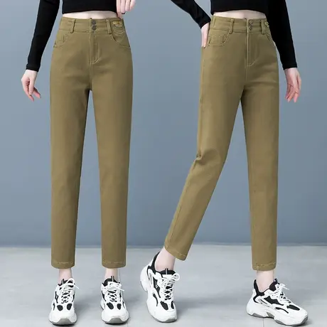 工装哈伦裤女休闲九分裤2023秋季新款高腰显瘦宽松小个子直筒裤图片