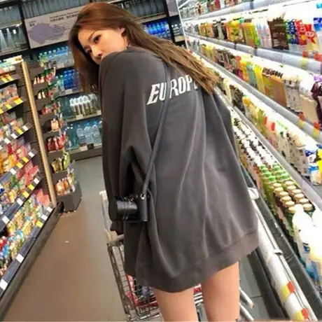 waitmore卫衣女2020新款初秋宽松韩版潮ins原宿bf慵懒风上衣外套图片