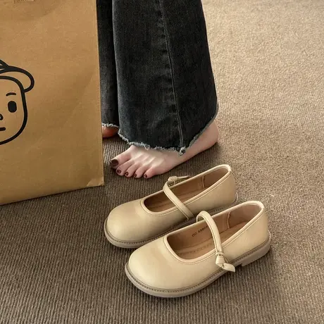 小皮鞋女2023秋季新款韩版浅口圆头软底时尚舒适轻便娃娃鞋潮单鞋商品大图