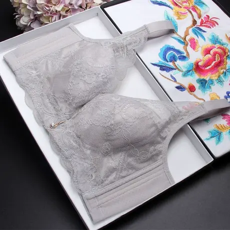 无钢圈无海绵文胸罩薄模杯聚拢调整型收副乳大码内衣夏季超薄文胸图片