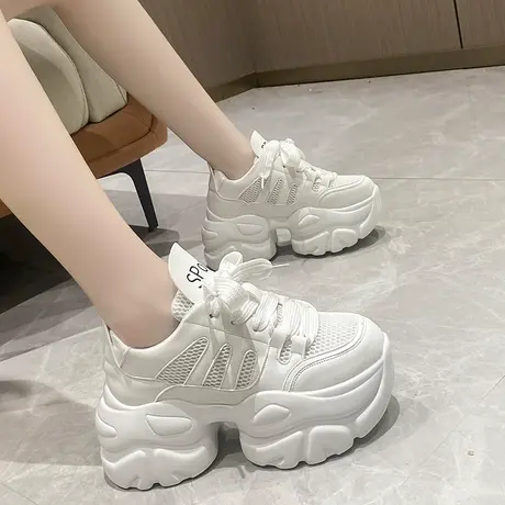 网红老爹鞋女2024新款夏季透气黑色厚底小个子女鞋增高休闲运动鞋图片