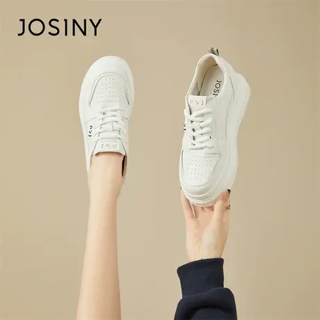 Josiny/卓诗尼真皮内增高女鞋2024新款春季百搭单鞋小个子松糕鞋商品大图