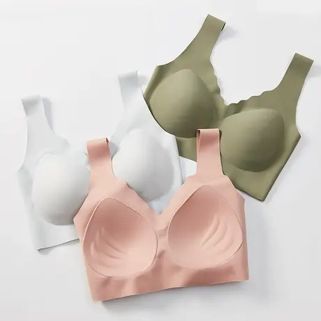 背心式带胸垫一体无痕内衣女美背无钢圈收副乳防下垂聚拢上托文胸图片